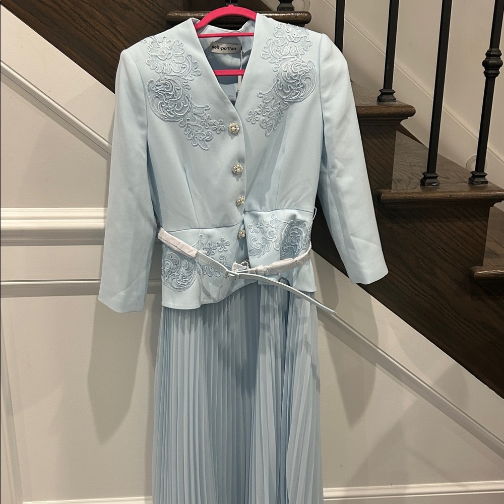 Self-Portrait Light Blue Midi Dress - Picture 3 of 8